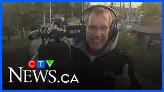 CTV cameraman struck by a vehicle that was driven through road closed barricade CTV cameraman struck by a vehicle that was driven through road closed barricade