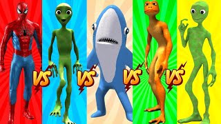 dance challenge dame tu cosita vs me kemaste vs patila vs spiderman vs shark 👽 green alien 👽