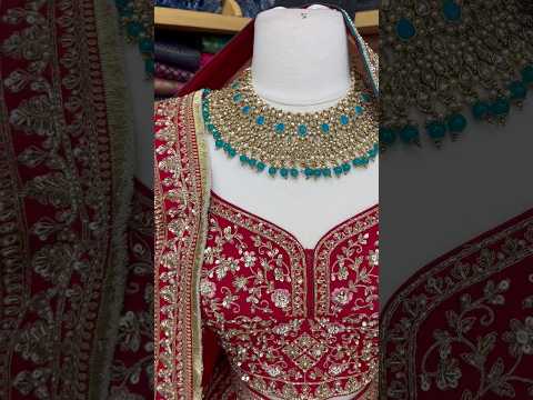 Unleash your inner royalty with this mesmerizing red bridal lehenga! 👑 #bridallehenga  #redlehenga