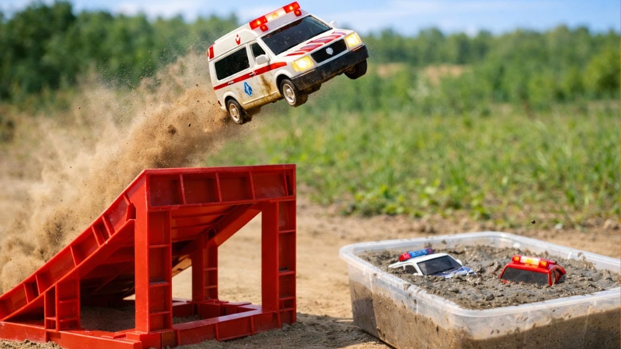 Jump & SPLASH! 💦 Vehicles Jump Off the Ramp into Mud | Car and Truck ...