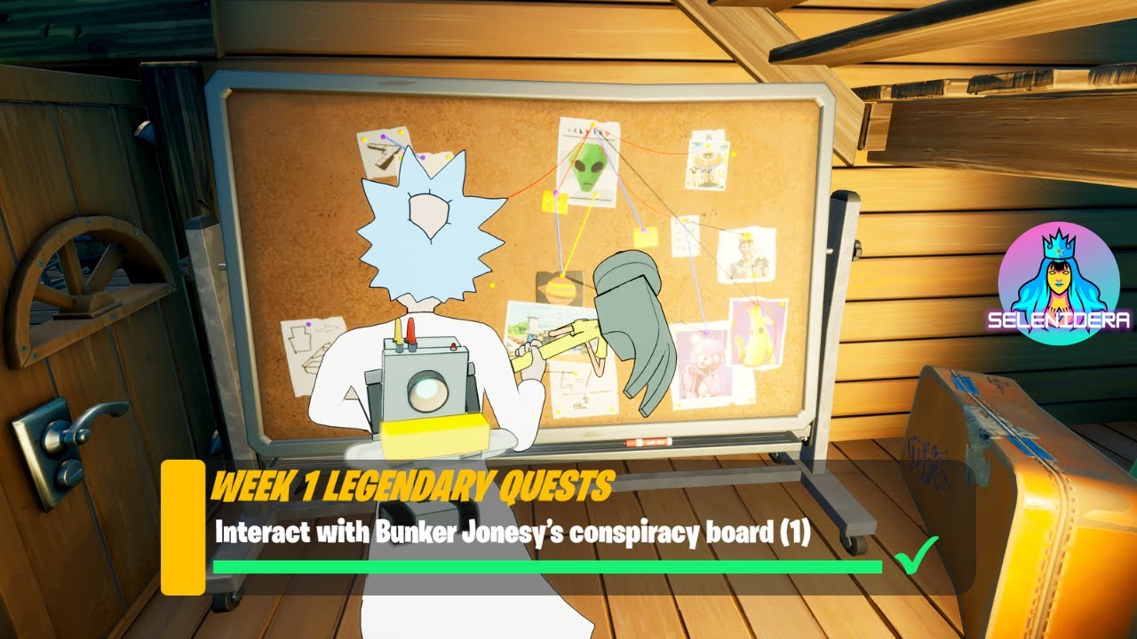 Interact with Bunker Jonesy's conspiracy board (1) | Week 1 Legendary Quests