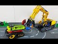 Monster Police Drilling Truck Tractor Bulldoze Steamroller Crane Fire Truck