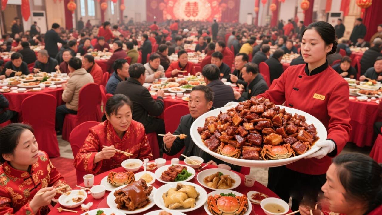 江苏徐州900一桌的大席，95桌太壮观了！！大席拔丝有没吃过的嘛？【我是忐忑妞】