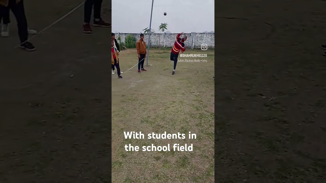 With students in the school field at sports tine 