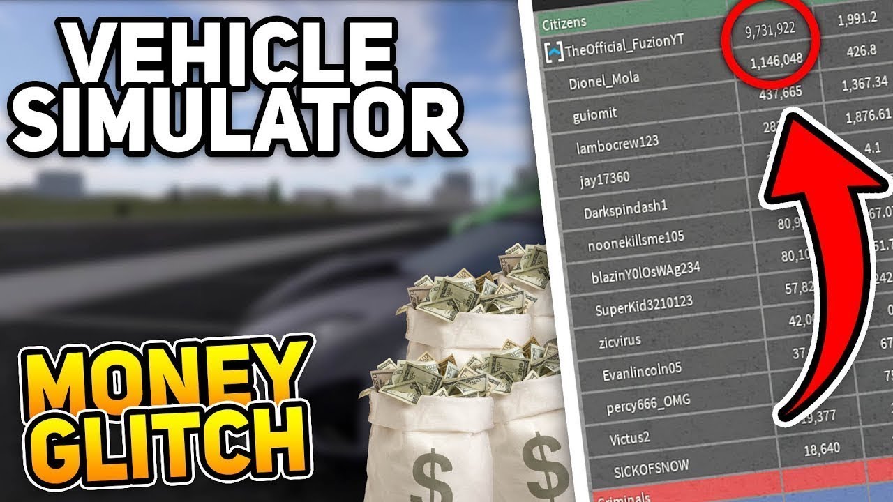 Money Glitch In Vehicle Simulator Roblox Patched Youtube