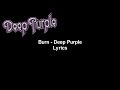 Burn - Deep Purple Lyrics Video (HD & 4K)