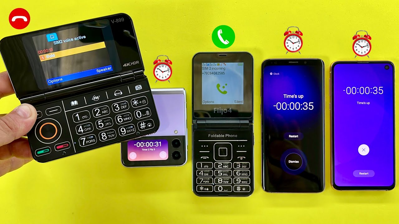 Incoming & Outgoing Calls + Alarm Clocks on China Fold V899, Samsung Z Flip3, Flip4, S9, S10e