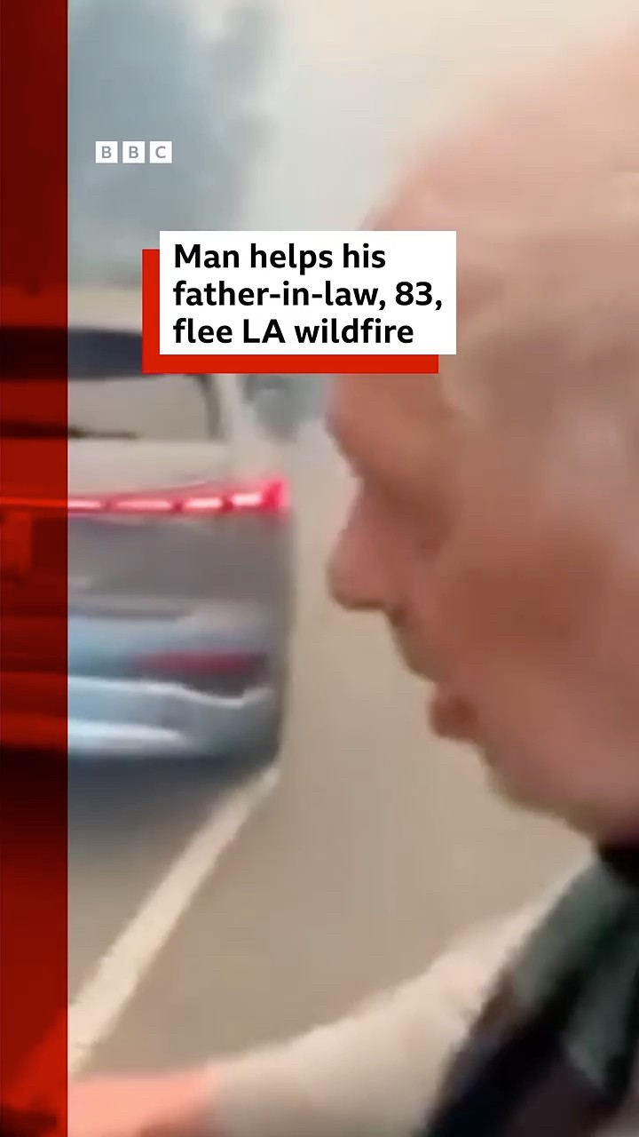 Man helps elderly father-in-law flee LA wildfires. #LosAngeles #Wildfires #BBCNews