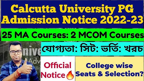 Calcutta University PG Admission 2022: Official Notice: MA: MCOM: cu pg admission 2022: How to Apply