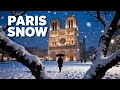 Snowfall in Paris | Walking from Louvre to Notre Dame 4K