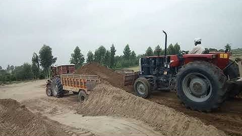 MF 375 Tractor is loading sand with Front blade | Massey 260 is pulling Trali @PunjabTractors