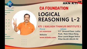 #LOGICAL REASONING  L-2  II  BMLRS II CA FOUNDATION II KAILASH THAKUR # SHORTCUT TRICKS #