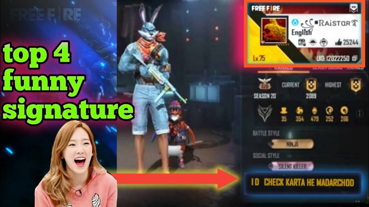 free fire funny signature &bio ||free fire v badge ||free fire ...