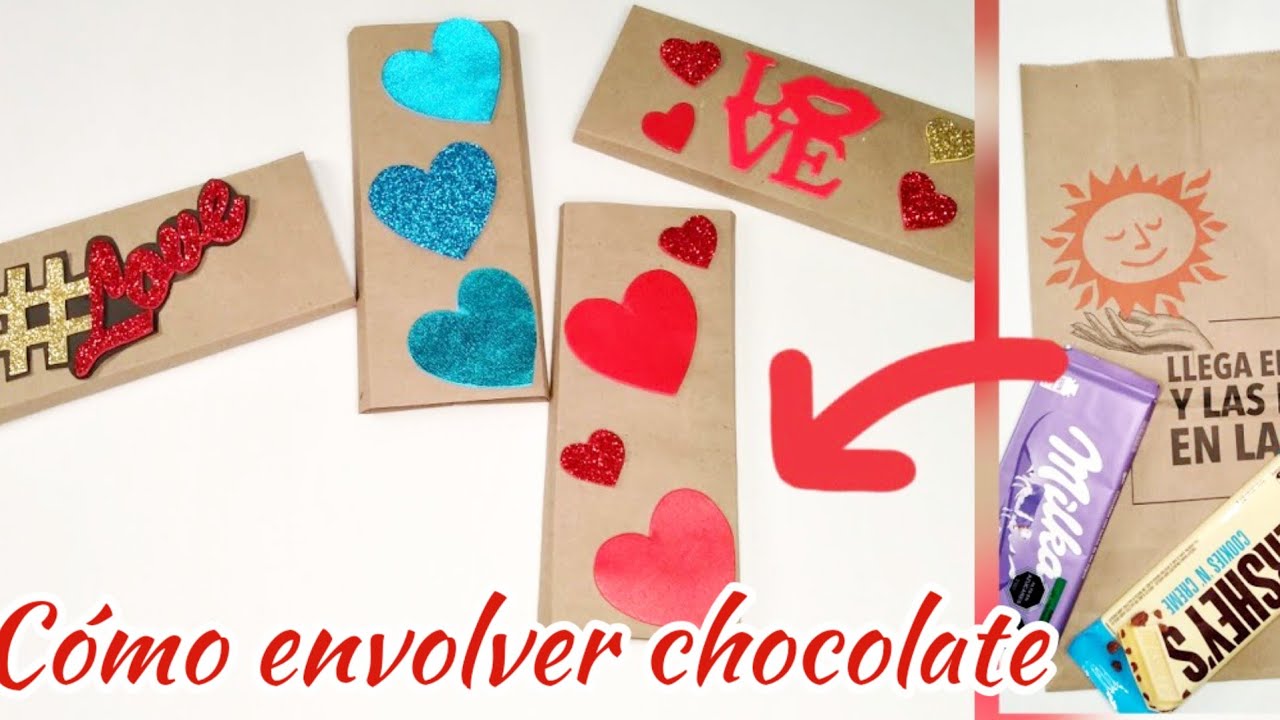 Como envolver chocolate para San Valentín con material reutilizable