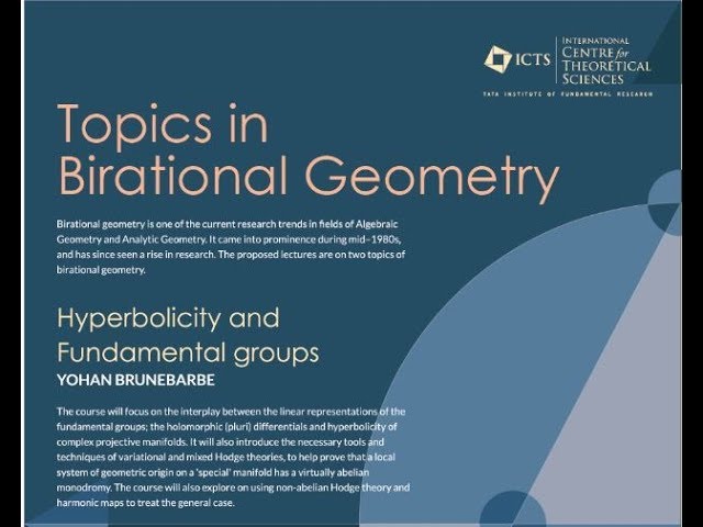 Hyperbolicity and Fundamental groups (Lecture 3)  by Yohan Brunebarbe