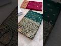 🦚 Dark green Banarasi mashru silk saree with elegant zari floral motifs 🌷 #saree