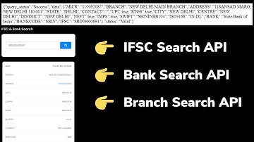 IFSC search api | Bank validation api | Bank branch search api