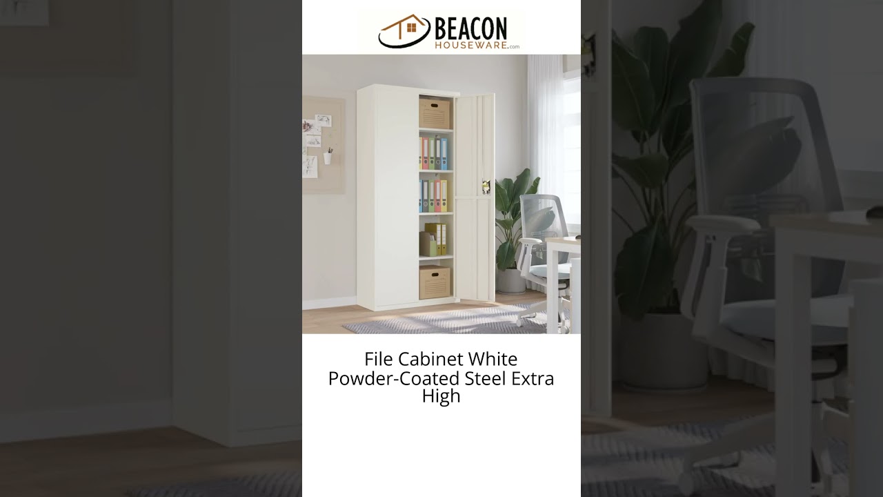File Cabinet White Powder-Coated Steel EXtra High