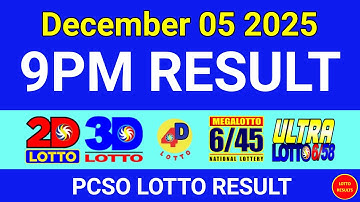 9PM Lotto Result Today December 05, 2025 | Swertres EZ2 #3Dlotto