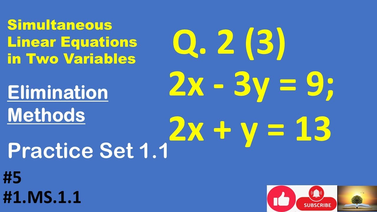 Practice Set 1.1 Q.2 (3) Linear Equations in Two Variable Elimination ...