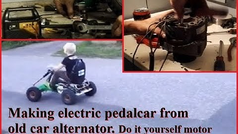 Een motor maken van een oude auto-dynamo. Elektrische auto.