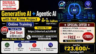 Generative AI + Agentic AI Online Training @ DURGASOFT