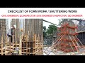 Checklist of Formwork &amp; Shuttering | Formwork &amp; Shuttering Work Checklist Inspection of Formwork