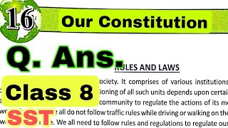 Question Answers/ DAV Class 8 SST /Chapter 16 The Constitution/ Solution / Social Sci History By SRB