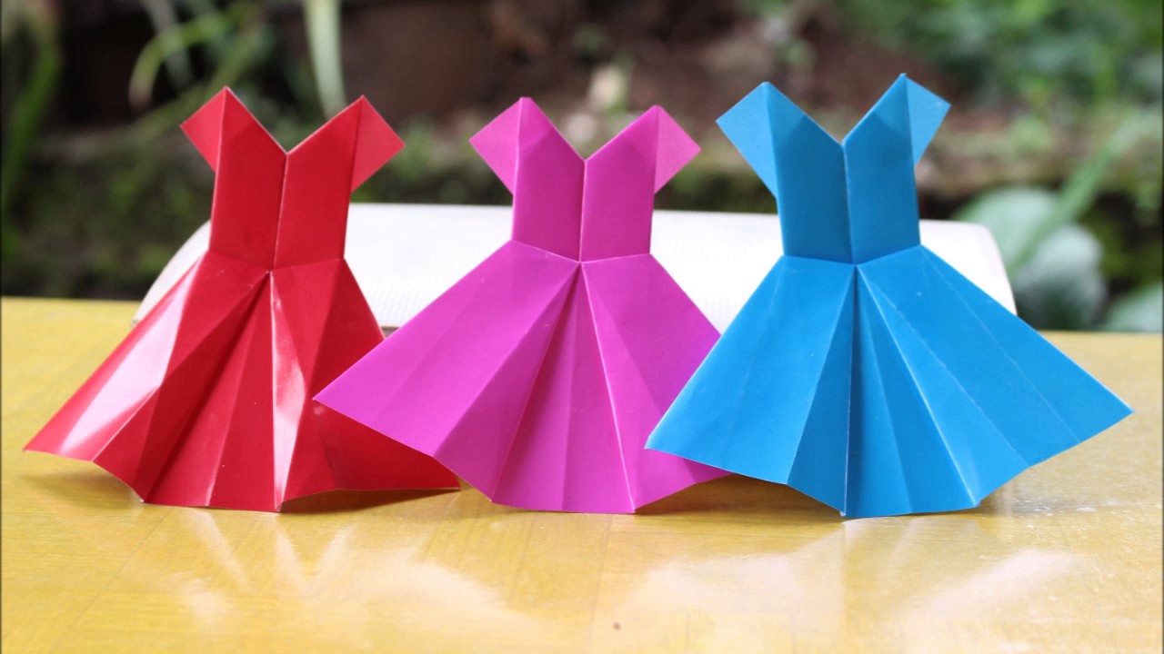 Easy origami how to make paper dress - YouTube