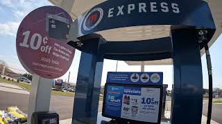 New Meijer Express Fuel up in Canton Ohio during High Wind Storm