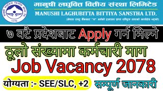 नयाँ जागिर खुल्यो ||Manushi Laghubitta Bittiya  Vacancy 2078|| Job vacancy in nepal ||Bank Vacancy