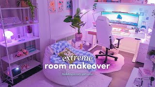 Building a cozy girl cave ☁️🪴 extreme room makeover ✨ with a 4K gaming projector