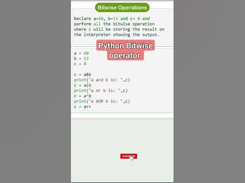 Python Bitwise Operator || Python Beginners Series #python # shorts # ...