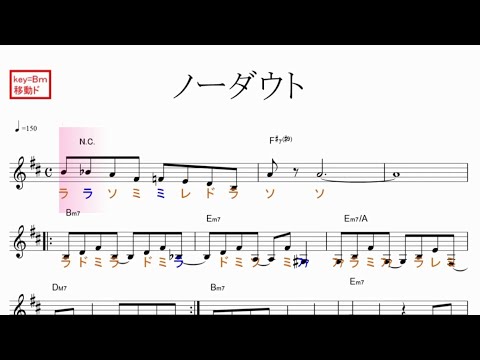 ノーダウト（Official 髭男dism) 原曲key=Bm移動ド読み／ドレミで歌う楽譜【コード付き】