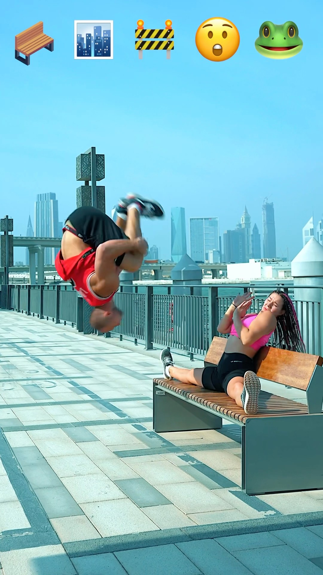 Stunts with Emojis pt.98??#kiryakolesnikov #prank #funny #comedy #stunt #parkour #flip