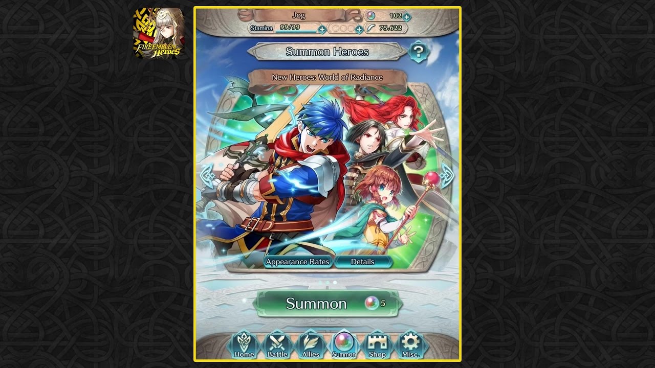 Fire Emblem Heroes - 110 Orb Summoning [World of Radiance] (iOS)