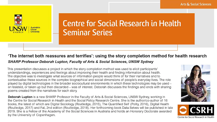 CSRH Seminar 2019: Deborah Lupton