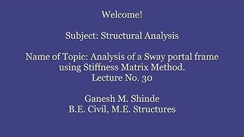 Stiffness matrix method- Numerical 5 Analysis of sway portal frame