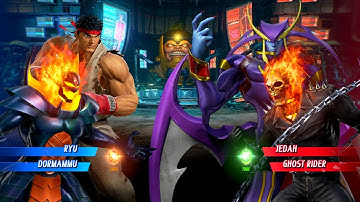 Ryu & Dormammu vs Jedah & Ghost Rider (Very Hard) - Marvel vs Capcom | 4K UHD Gameplay