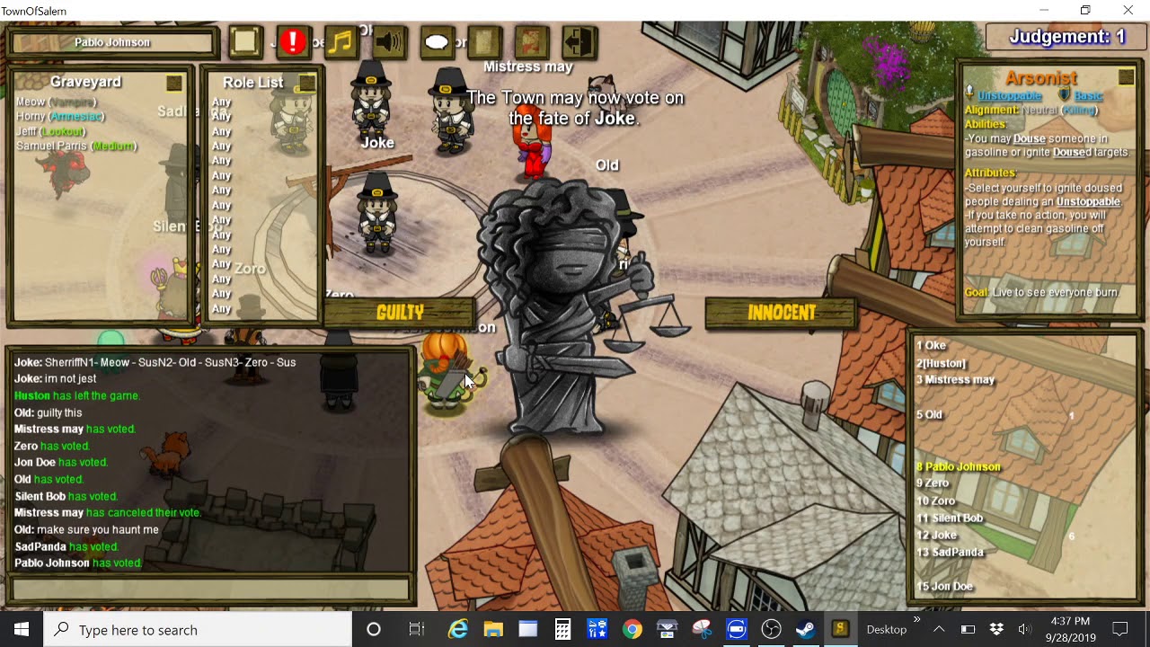 Arsonist Win ! TOS Arsonist gameplay ! Town of Salem Daily