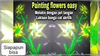 Download Lagu Painting flowers easy - Melukis dengan jari tangan - lukisan bunga cat akrilik MP3
