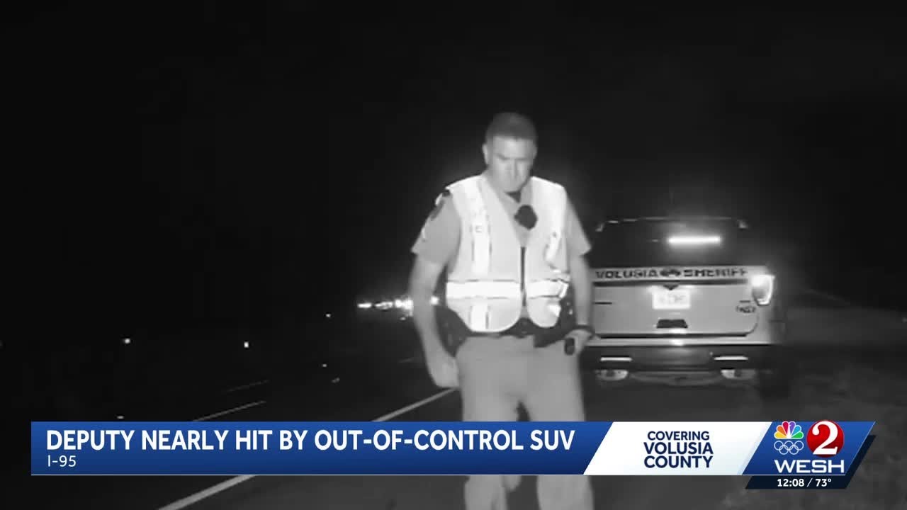 Dashcam video shows Florida state trooper, deputy nearly hit by out-of ...