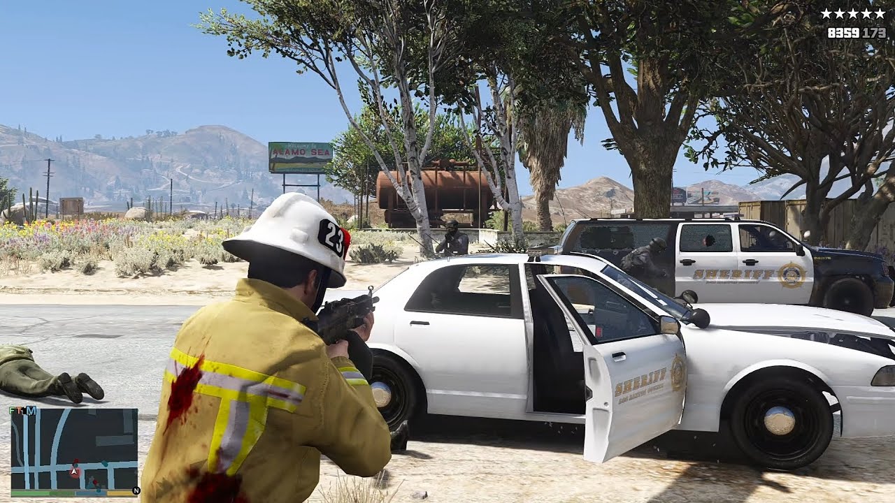 GTA 5 - Sandy Shore Fire Station Rampage + Five Star Chase Escape - YouTube