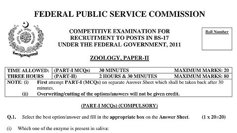 CSS PAST PAPERS - 2011 - ZOOLOGY - OPTIONALLY SUBJECT  (GROUP 5)