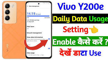 show data information setting on vivo y200e | vivo y200e daily data usage setting on kaise kare