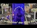 5 AM PRODUCTIVE DAY IN MY LIFE | online college, working out, cleaning my space, & grocery shopping