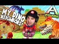 LOOKS LIKE MY NEW NEIGHBORS ARE ALL DINOSAURS NOW... MINECRAFT WITH DINOS?! | PixARK Gameplay Part 1