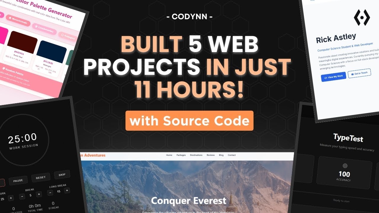 Build 5 HTML, CSS & JavaScript Projects in 11 Hours | Full Web ...