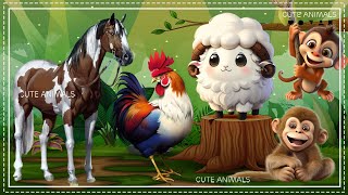 Relax with familiar animals: Horse, Chicken, Sheep, Monkey  Animal sounds