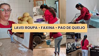 🫧🏠 ROTINA REAL | FAXINEI e ficou limpinho | PÃO de queijo • LAVEI MUITA ROUPA ACUMULADA